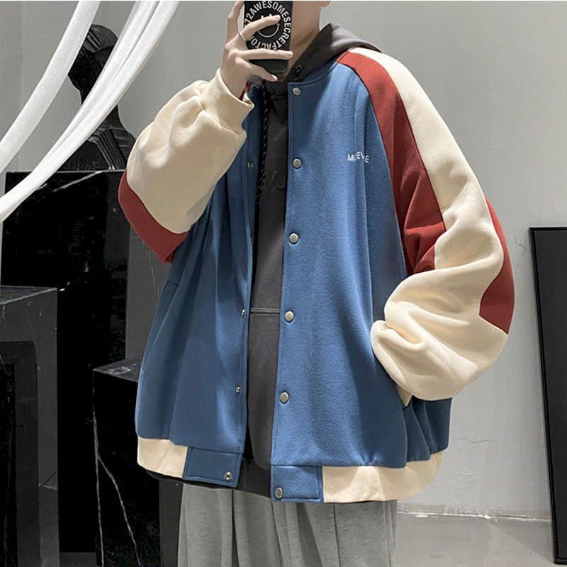 Voguable Baseball uniform men's winter thick casual jacket Korean style trendy handsome jacket  Hong Kong style plus fleece top cool voguable
