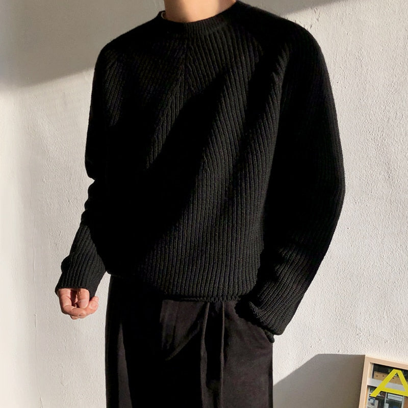 Men's wear classic round collar Sweater Korean fashion loose kintted tops for male autumn winter new warm clothes voguable