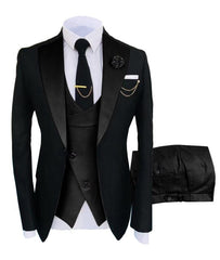 Voguable New Arrival Men Suits 2022 Slim Fit Business Suits Groom Wear Black Tuxedos for Formal Wedding Suit Jacket Pant Vest 3 Pieces voguable