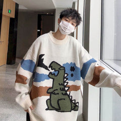 Voguable Men's Sweater Korean personality pullover top goth oversized Harajuku all-match kawaii bottoming female wool sweater couple wear voguable