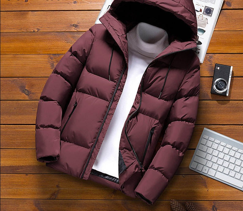 Voguable Quality Mens Parka Winter Jacket Men New Cotton Padded Puffer Jackets Men Fashion Top Zipper Up Solid Color Outerwear Coats voguable