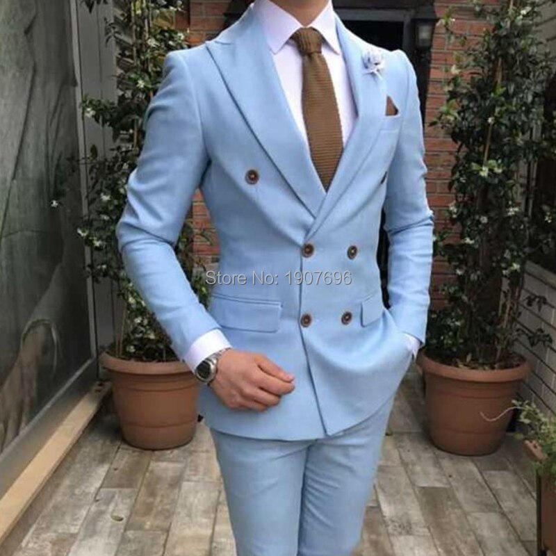 Voguable Double Breasted Slim fit Men Suits 2 piece Army Green Wedding Groom Tuxedos for Prom 2020 Man Fashion Clothes Set Jacket Pants voguable