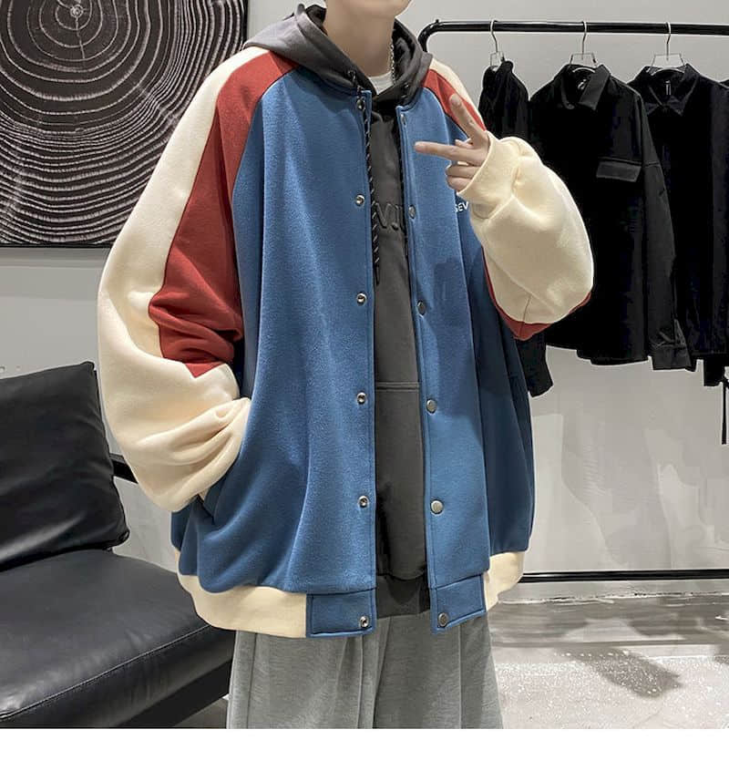 Voguable Baseball uniform men's winter thick casual jacket Korean style trendy handsome jacket  Hong Kong style plus fleece top cool voguable