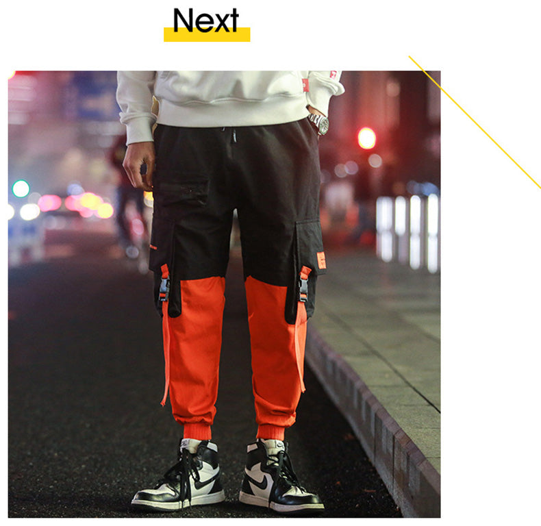 Voguable  Korean Style Men Pants Personality Mixed Color Splice Wide Leg Pants Stylish Streetwear Techwear Jogger Mens Hip Hop Clothing voguable