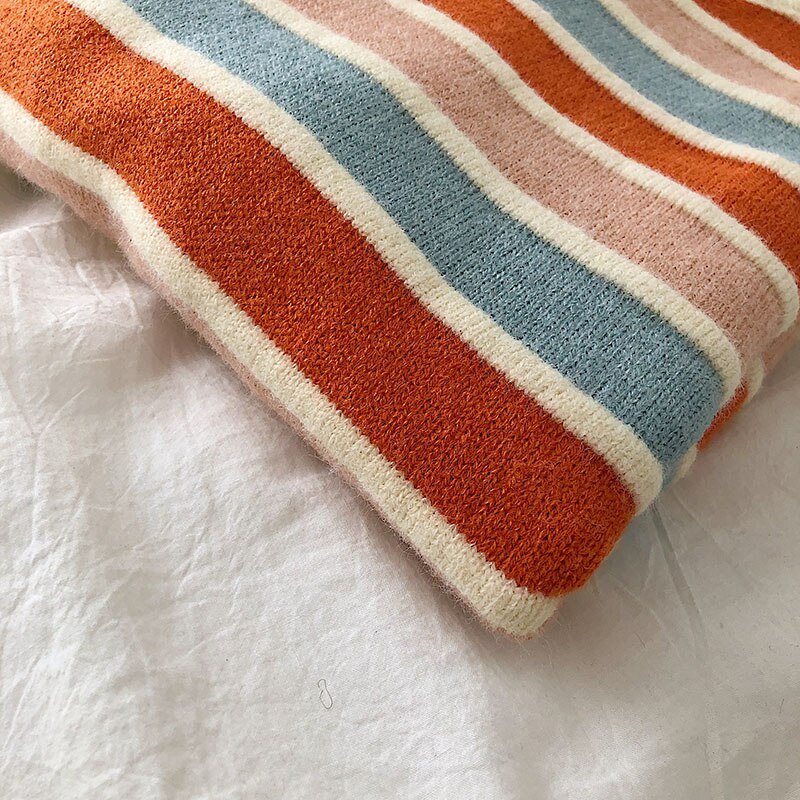 Voguable New Women Stripe Sweater Autumn Winter Loose Long Sleeve Pullover Tops Korean Ladies Knitted Patchwork Korean Sweaters voguable