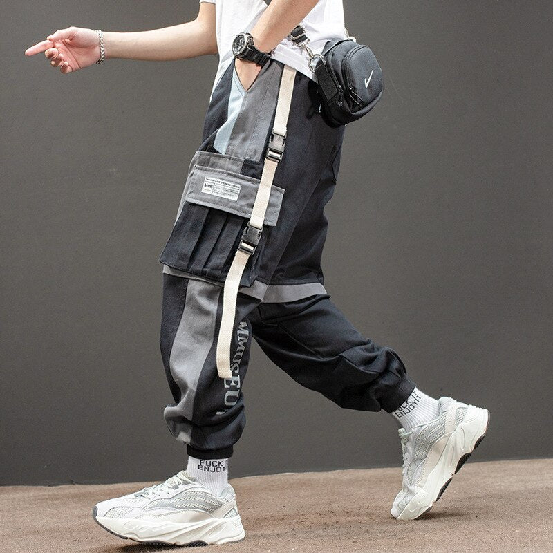 Voguable  Streetwear Cargo Pants Men Fashion Casual Mix Color Joggers Hip Hop Pants Male Korean Stylish Harajuku Pop Trousers voguable
