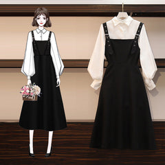 Voguable  Dress Sets Women Plus Size 4XL Chic Fashion Elegant Office Lady Outfits 2 Piece Korean Fall Basic Simple Female Shirts Vestido voguable