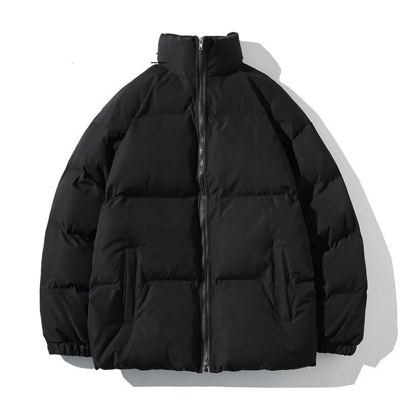 Voguable Big Size Thicken Men Warm Parkas Solid Color Stand Collar Fashion Male Winter Coat Cotton Padded Jacket Harajuku Clothing voguable
