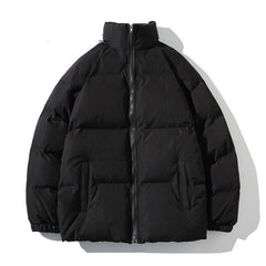 Voguable Big Size Thicken Men Warm Parkas Solid Color Stand Collar Fashion Male Winter Coat Cotton Padded Jacket Harajuku Clothing voguable