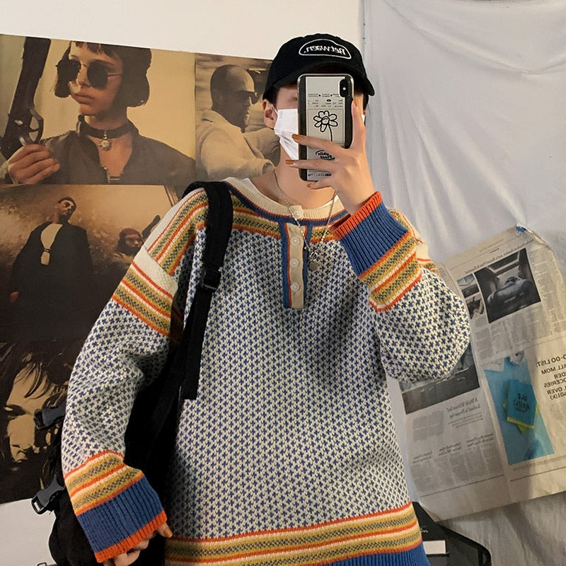 Voguable Fashion Harajuku O-NECK Sweater Men'S HIP HOP Streetwear Pull OverSized M-5XL 2022 Long Sleeves Pullover For Autumn Spring voguable