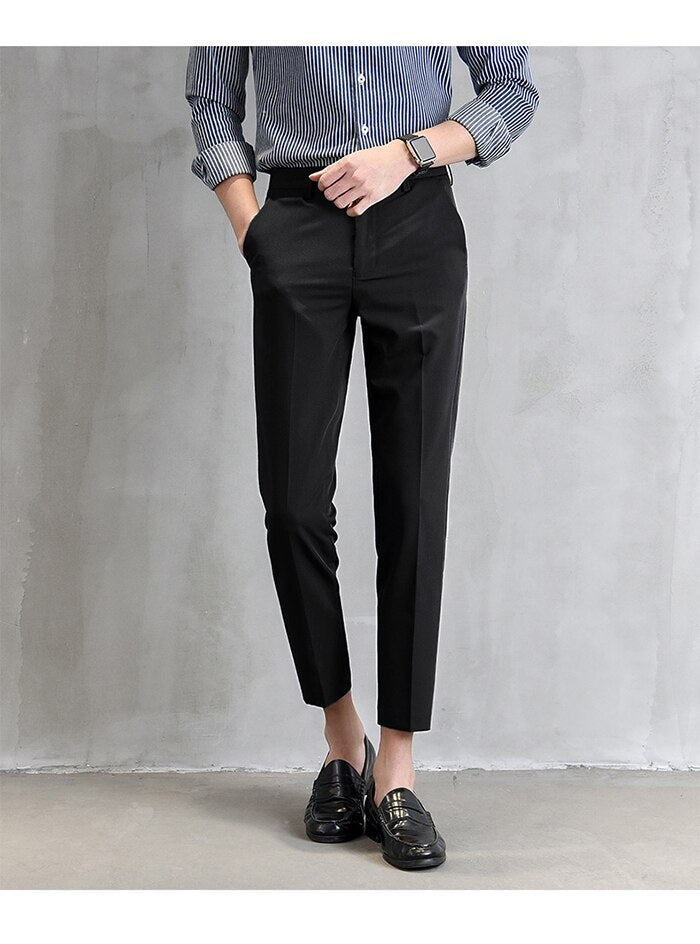 Voguable 2022 New Thin Casual Pants Korea Style Straight Slim Suit Bottoms 3 Colors Classic Fashion Business Leisure Solid Color Trousers voguable