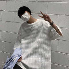 Summer Plaid T-shirt Men's Fashion Casual O-neck T Shirt Men Streetwear Korean Loose Hip-hop Short-sleeved Tshirt Mens Tops voguable