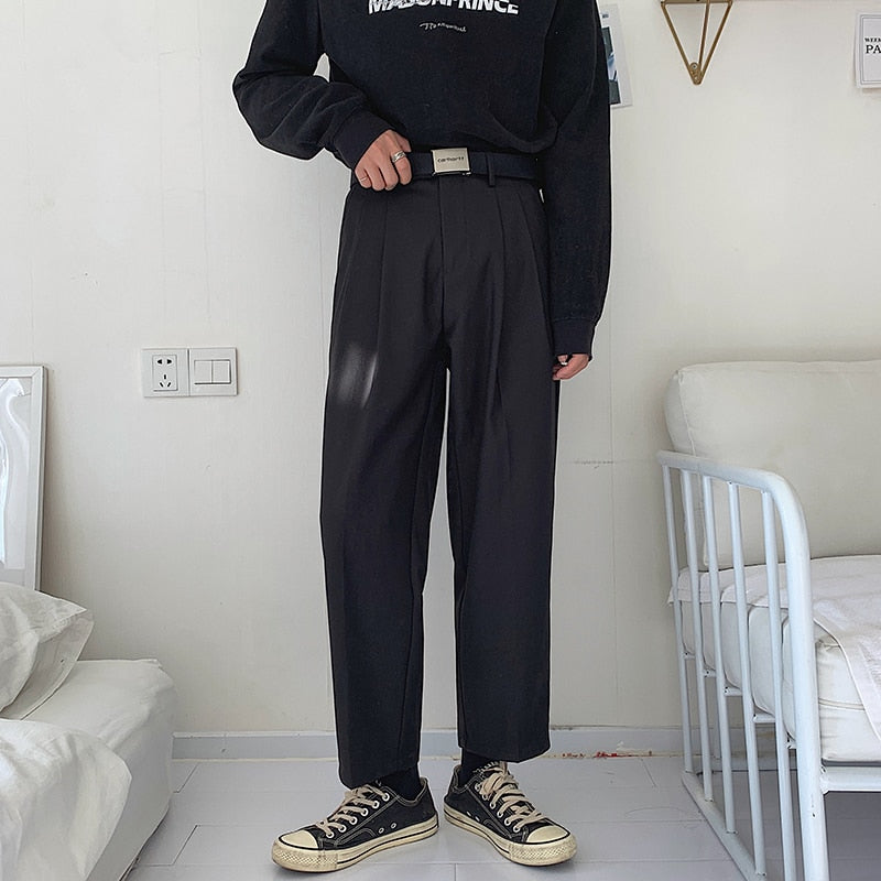 Voguable  2022 Men's Loose Leisure Grey Formal Suit Pants Business Design Cotton Western-style Trousers Male Black Casual Pants Size M-2XL voguable