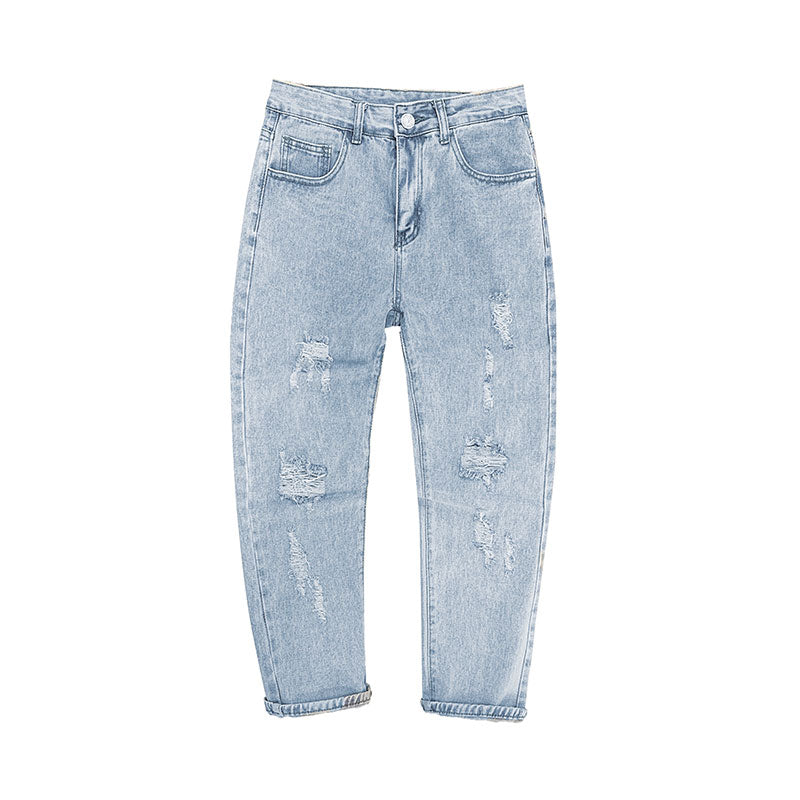 Voguable  Summer Slim Fit Jeans for Mens Streetwear Korean Designer Regular Distressed Denim Slim Homme Pants Hip Hop Hole Jeans Trousers voguable