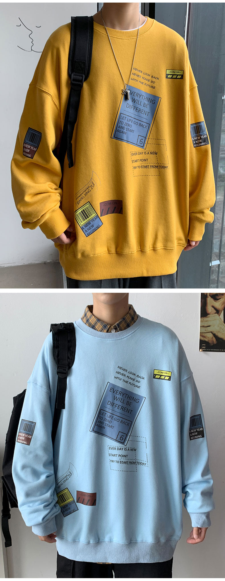 Voguable Fashion Brand Hoodies 2021 Blue White Black Classic Spring Autumn Hip Hop Loose Casual Men's Sweatshirts Punk Streetwear Clothes voguable