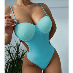 Voguable 2022 Backless one piece swimsuit Solid swimwear female Sexy monokini Push up bodysuit Underwired bathing suit biquini voguable