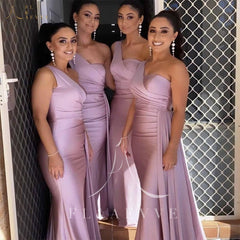 Mermaid Dress Bridesmaid Dresses One Shoulder Dresses for Women 2022 Elegant Wedding Elastic Satin Party Bridesmaids Woman Gowns voguable