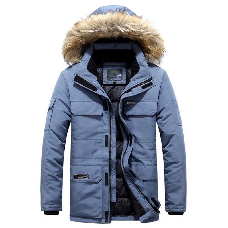 Mens Winter Jacket warm Thick Cotton Multi-pocket Hooded Jacket Male casual Fur Trim Coat men's Down jacket coat Plus size M-6XL voguable