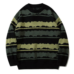 Voguable Harajuku vintage jumper striped ugly sweater streetwear pullover men oversized hip hop punk knitwear video grandpa sweater voguable