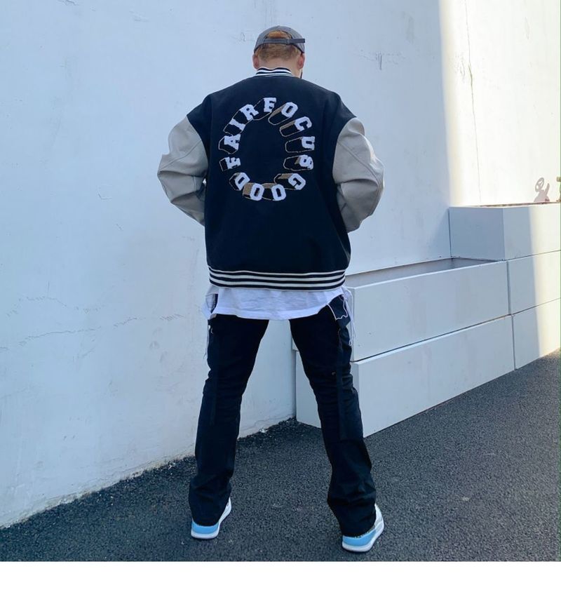 Voguable 2021 spring autumn Oversized baseball uniform jacket vibe embroidery men women flocking hip-hop leather sleeve caot punk bomber voguable