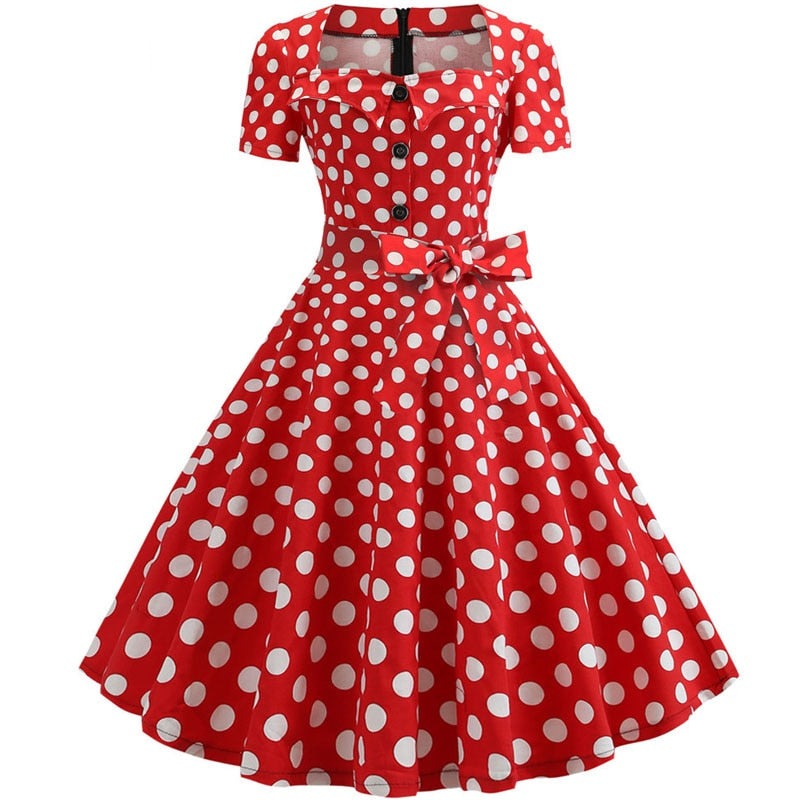 Voguable  Women Summer Dress Elegant Retro Vintage 50s 60s Robe Rockabilly Swing Pinup Dresses Casual Plus Size Red Party Vestidos voguable