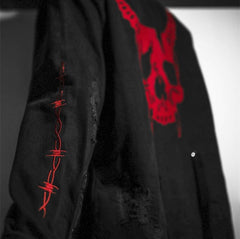Voguable Harajuku Gothic Demon Hunter Skull denim jacket men Rock punk heavy metal Sweatshirt sudadera suspenders hole streetwear voguable