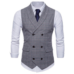 Voguable New Brand Classic Plaid Suit Vest Men Slim Fit Double Breasted Vest Waistcoat Mens Business Wedding Tuxedo Vest Gilet Homme voguable