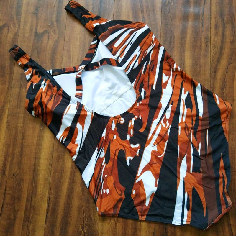 Voguable  Swim Suits Large Printed Push Up One-piece Suit Plus Size Swimsuit Monokini May Swimwear 2020 New Female Beach Big Sizes Trikini voguable