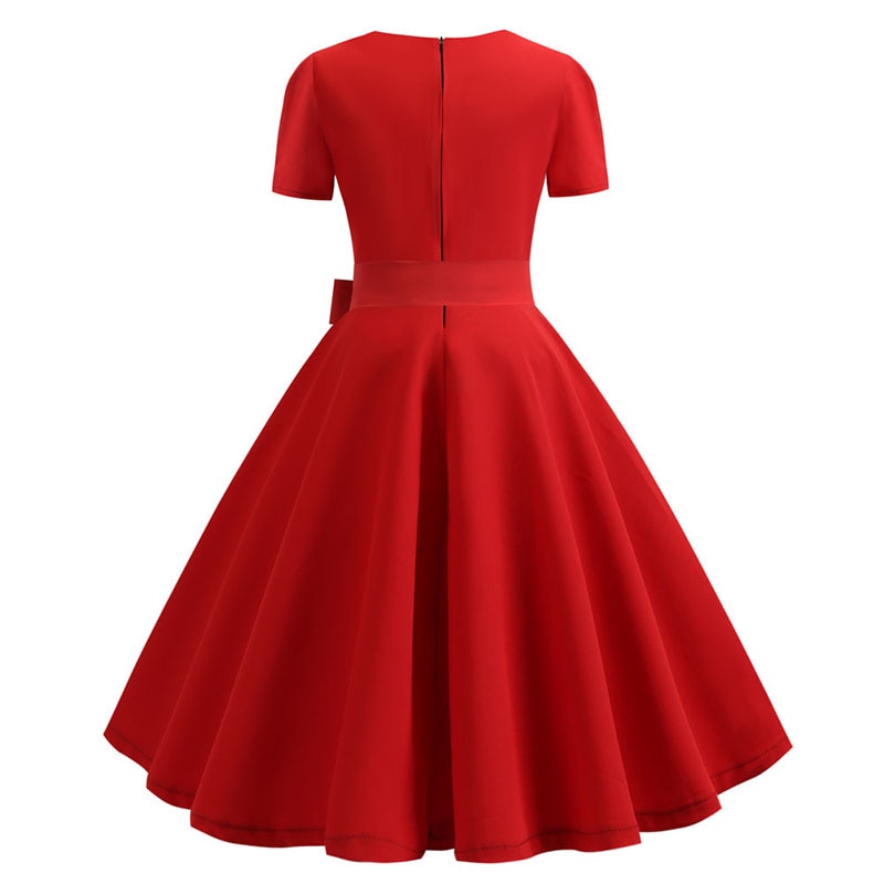 Voguable  Women Summer Dress Elegant Retro Vintage 50s 60s Robe Rockabilly Swing Pinup Dresses Casual Plus Size Red Party Vestidos voguable