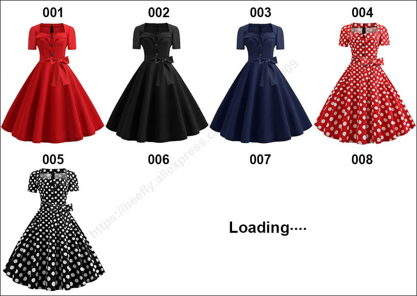 Voguable  Women Summer Dress Elegant Retro Vintage 50s 60s Robe Rockabilly Swing Pinup Dresses Casual Plus Size Red Party Vestidos voguable