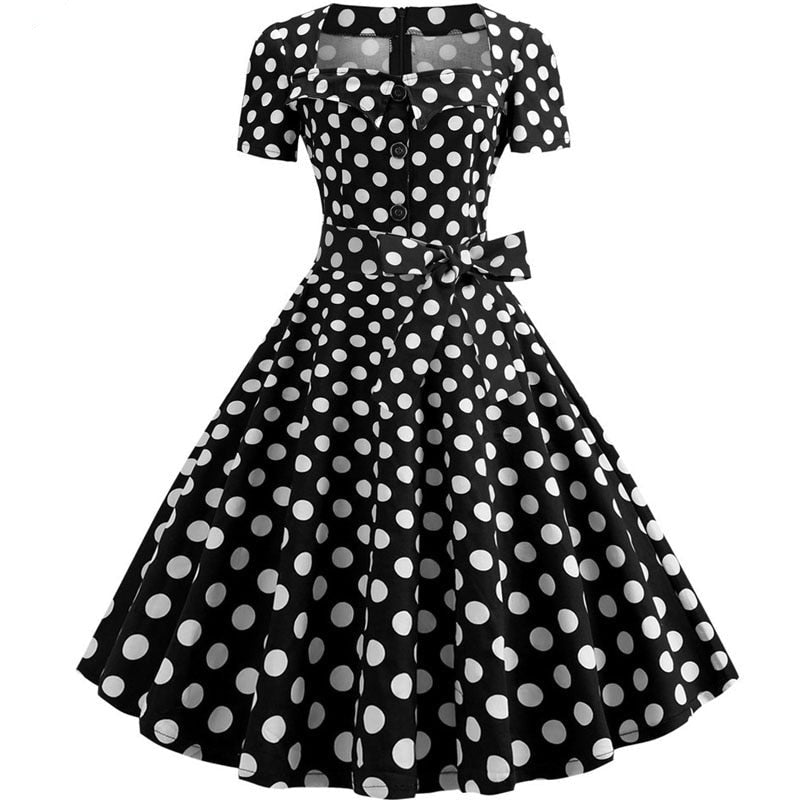 Voguable  Women Summer Dress Elegant Retro Vintage 50s 60s Robe Rockabilly Swing Pinup Dresses Casual Plus Size Red Party Vestidos voguable