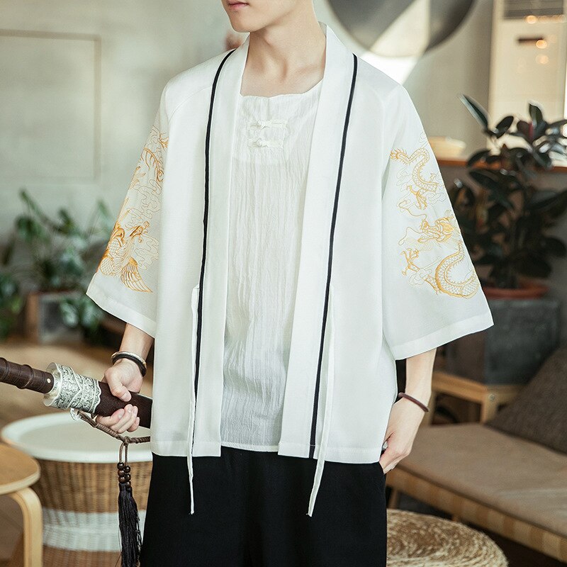Voguable Kimono Cardigan Men Japanese Kimono Traditional Beach Thin Asian Clothes Yukata Male Fashion Casual Cardigan Shirt Japan Kimonos voguable