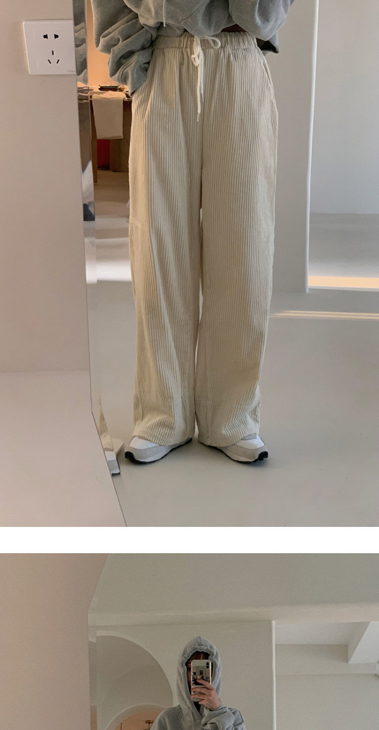 Voguable Brown Corduroy Pants Women High Waist Soft Girl Kawaii Korean Style Beige Wide Leg Pants Women Plus Size Loose Pants voguable