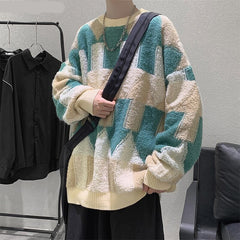 Voguable Autumn Winter Sweater Men Warm Fashion Retro Casual Knitted Pullover Men Loose Korean Knitting Soft Sweaters Men Clothes voguable