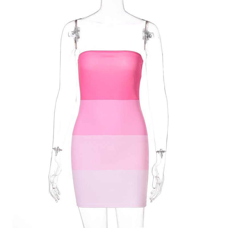 Voguable 2022 Sleeveless Slash Neck Patchwork  Sexy Dress Summer Women Fashion Streetwear Club Outfits voguable