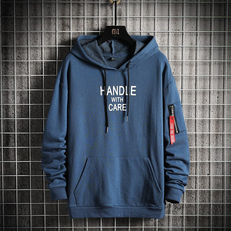 Men Hoodies Autumn Fleece Solid Oversized Sweatshirts Hip Hop Japanese Streetwear Harajuku Casual Black Hoodie Men voguable