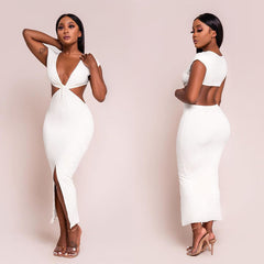 Voguable 202 Sleeveless Backless Hollow Up Sexy Long Dress Summer Women Fashion Streetwear Outfits Solid Club Clothing Y2K voguable