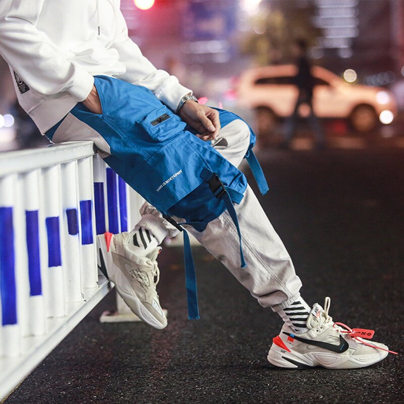 Voguable  Korean Style Men Pants Personality Mixed Color Splice Wide Leg Pants Stylish Streetwear Techwear Jogger Mens Hip Hop Clothing voguable
