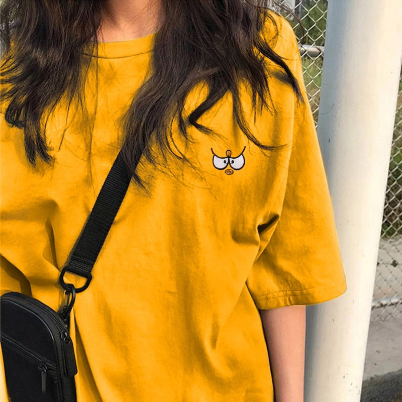 Voguable  BF Style Women T Shirt Short Sleeve O-neck Female Tops Tees Embroidery Solid Color Casual Loose Summer tshirt  New voguable
