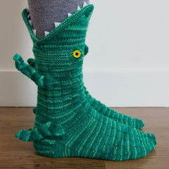 Voguable 1 Pair High-quality Cartoon Animal Shape Socks Cute Design Knit Crocodile Socks Winter Warm Indoor Floor Socks Gifts voguable