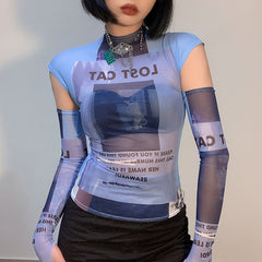 Y2K Slim Bodycon Tops Summer Fashion Women Printing T-Shirt Long Oversleeve Party Club Outfit Casual Streetwear voguable