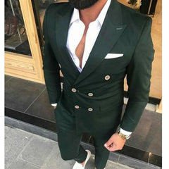 Voguable Slim Fit Double Breasted Men Suits for Wedding Prom 2 Piece Custom Groom Tuxedos Male Fashion Costumes Set Jacket with Pants voguable