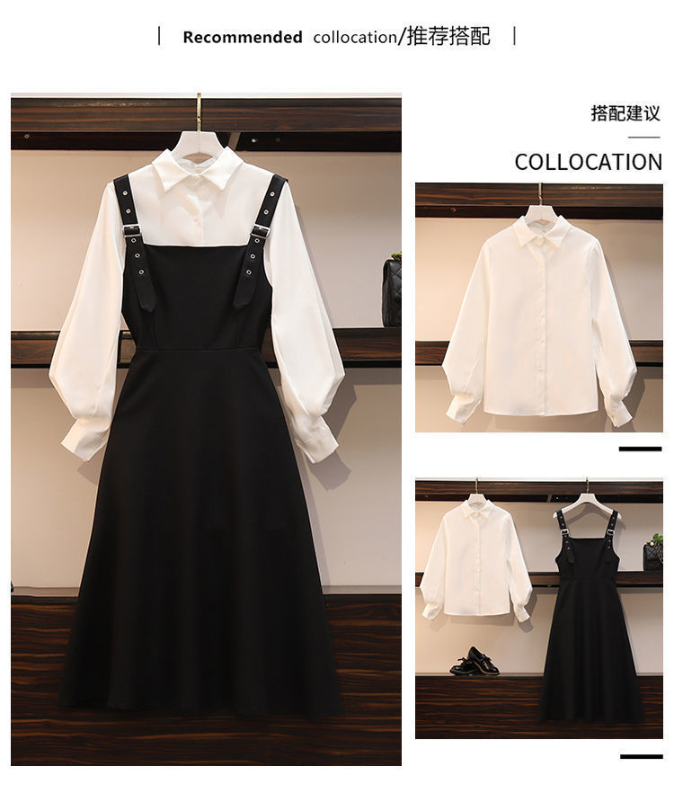 Voguable  Dress Sets Women Plus Size 4XL Chic Fashion Elegant Office Lady Outfits 2 Piece Korean Fall Basic Simple Female Shirts Vestido voguable
