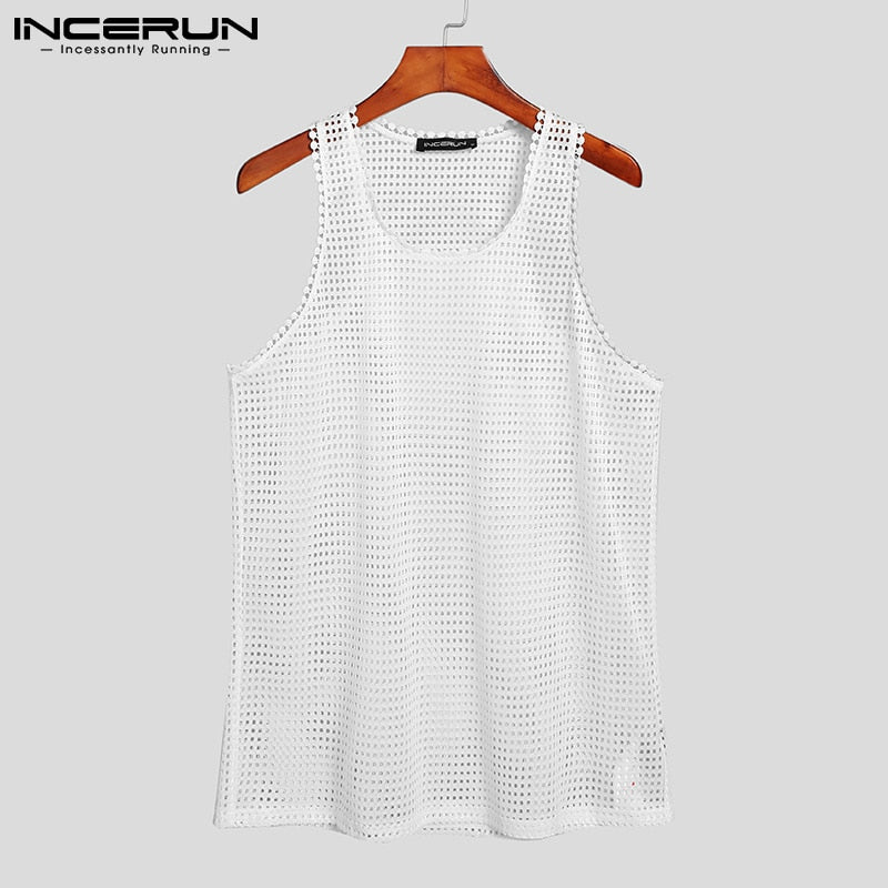 Voguable  Fashion America Style New Men's Sexy Mesh Sleeveless Vests See Through Breathable Leisure Wear Stretch Tank Tops S-5XL 7 voguable