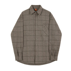 Autumn Thick Woolen Plaid Shirts Men's Casual Loose Korean Trend Long Sleeve Button Up fit Tops Fashion 9Y4518 voguable