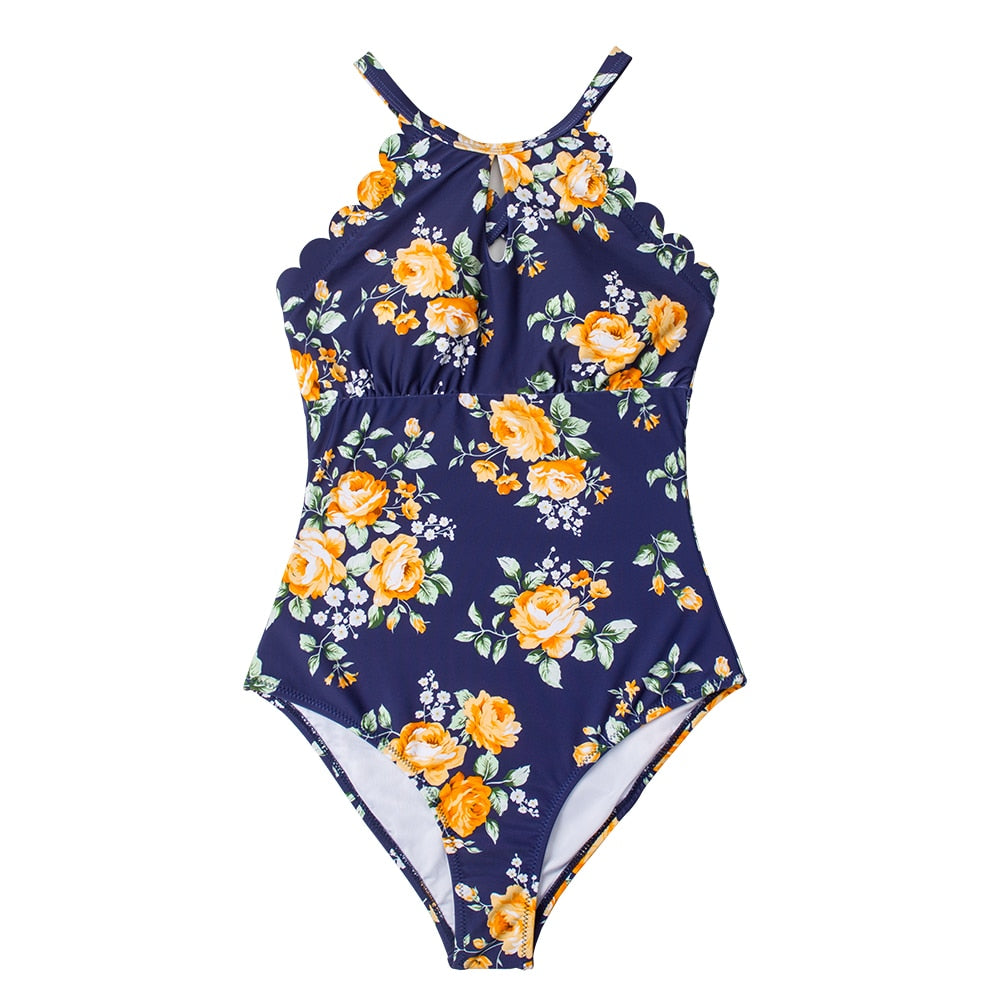 Voguable  Floral and Striped One Piece Swimsuit Sexy Open Back Swimwear Women Monokini Swimsuit Bodysuit Bathing Suit Beachwear voguable