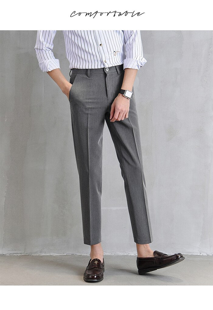Voguable 2022 New Thin Casual Pants Korea Style Straight Slim Suit Bottoms 3 Colors Classic Fashion Business Leisure Solid Color Trousers voguable