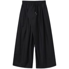 New Summer Loose Wide Leg Pants For Men Japan Korean Trend Temperament Fashionable Black Ankle Length Pants 9Y6986 voguable