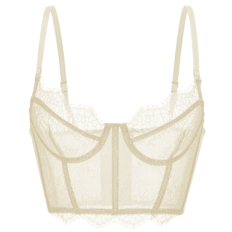 Voguable  Amazing Shaper Bra Women 's  Embroidery Bralette Adjustable Shoulder Strap Removable Ultra-thin Underwear Ladies Bra voguable