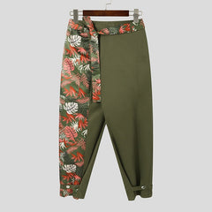 Voguable American Style New Men's Trousers Loose Comeforable Casual Solid Color Pantalons Stitching Printed Wide-leg Pants S-5X voguable